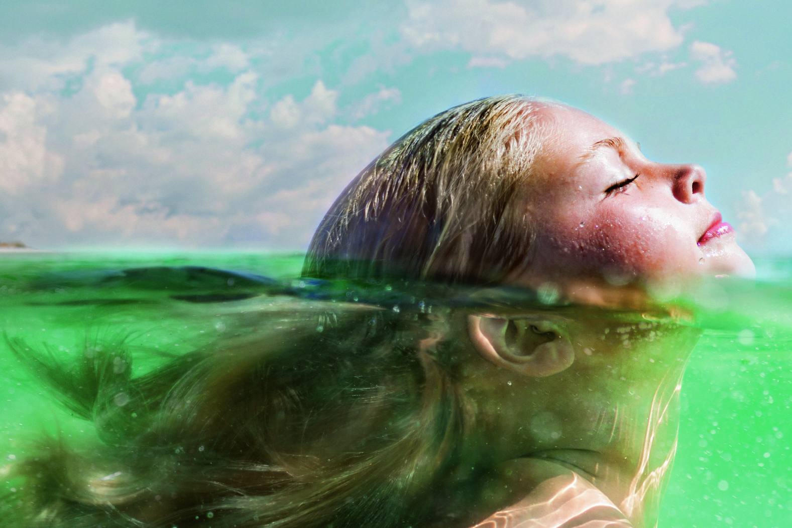Girl swimming in the sea